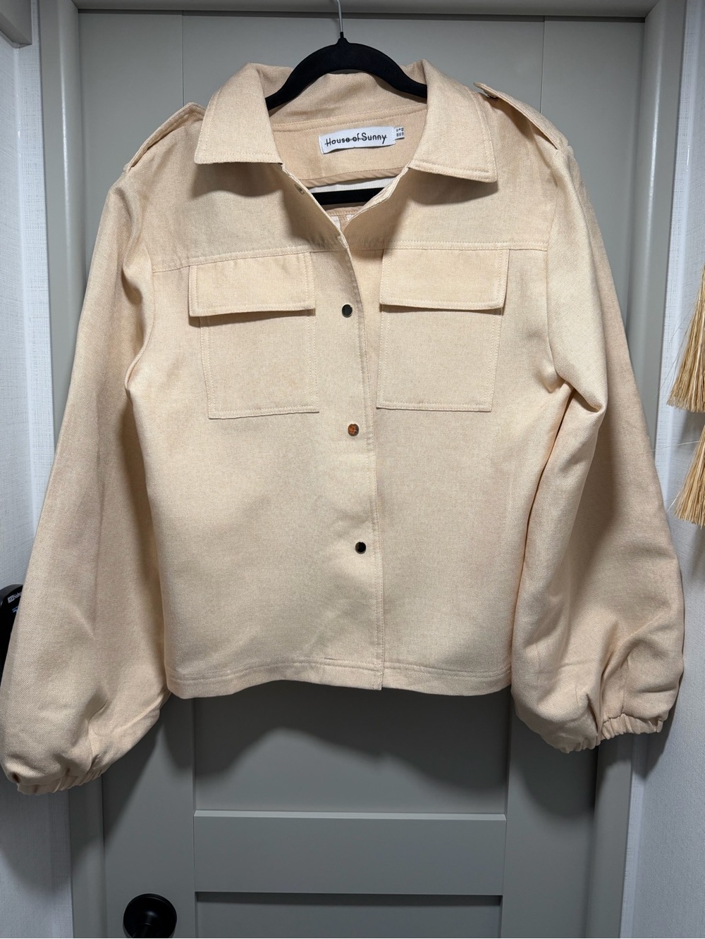House of Sunny Beige Utility Jacket with Snap Buttons